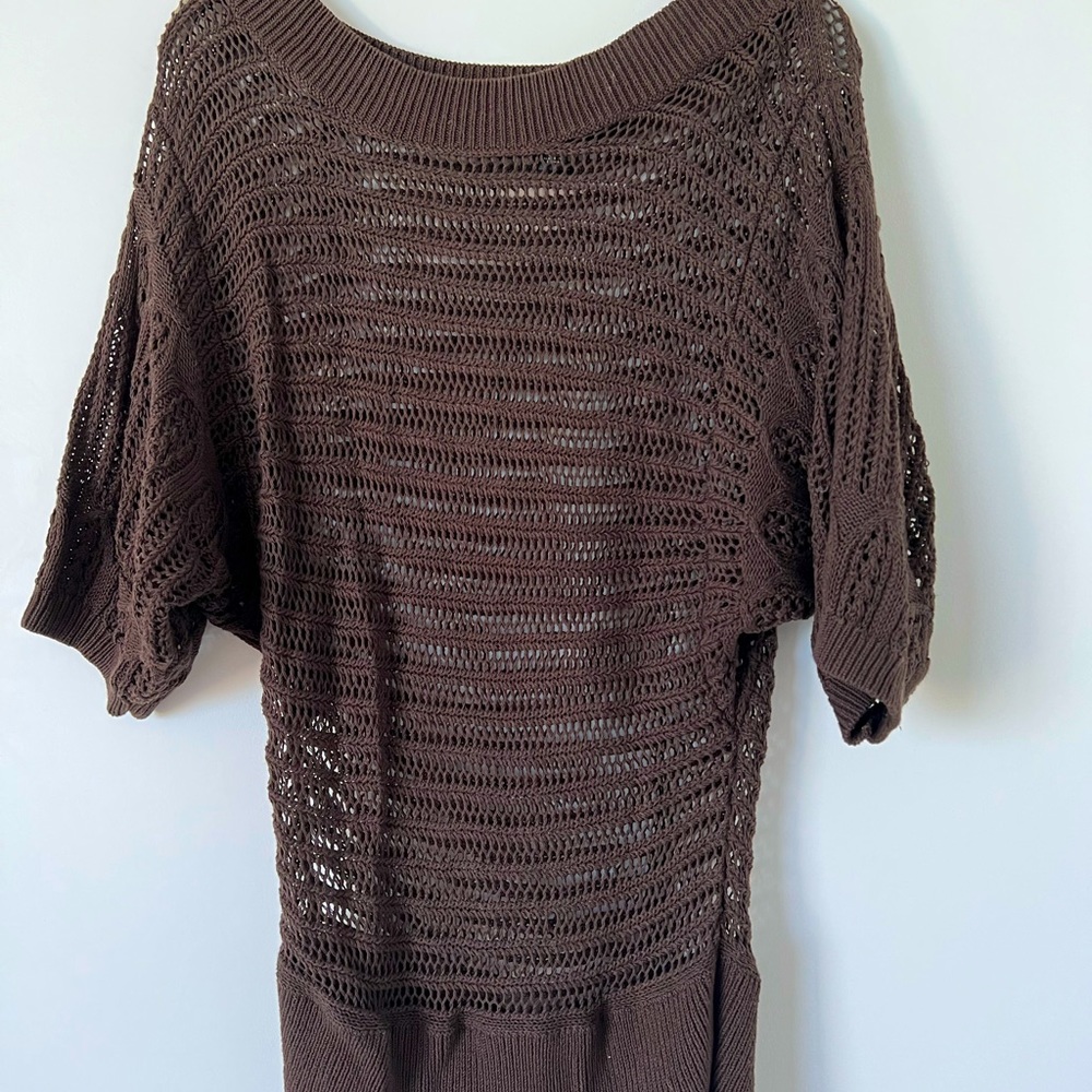 Banana Republic brown openweave crochet sweater